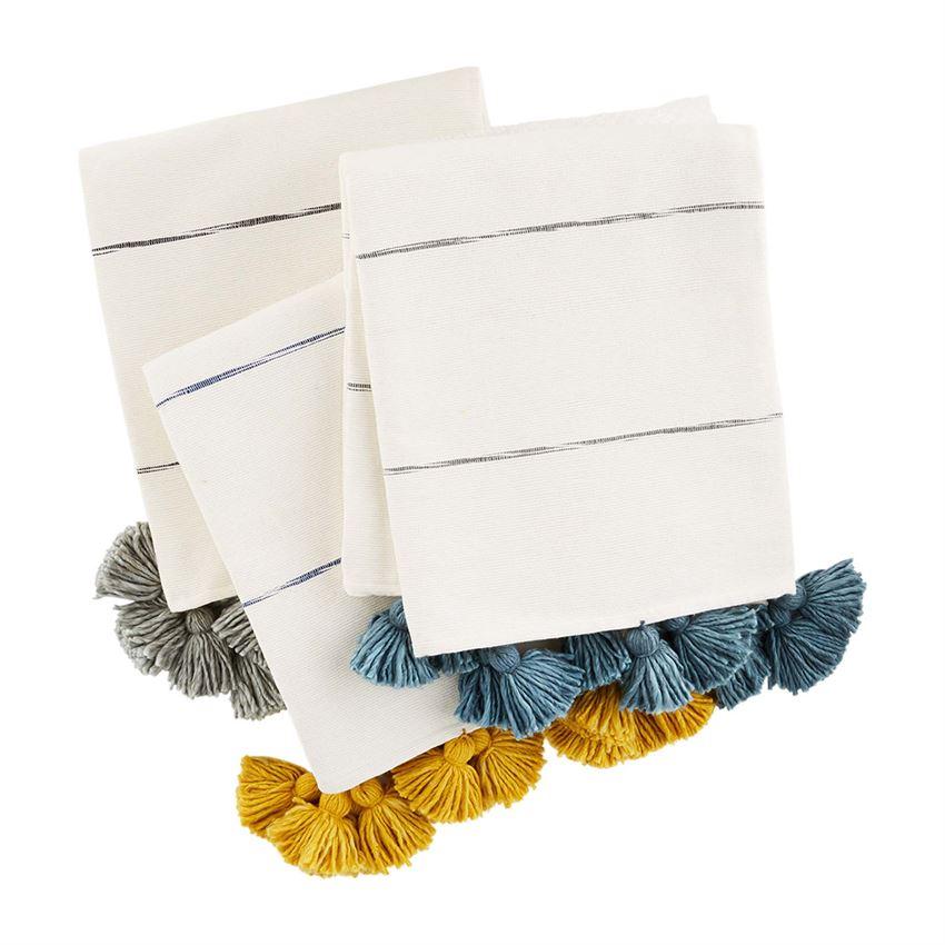 Tassel Stripe Throw Blanket - 3 colors available