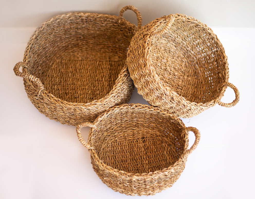 Small Salema Round Seagrass Basket with Handles