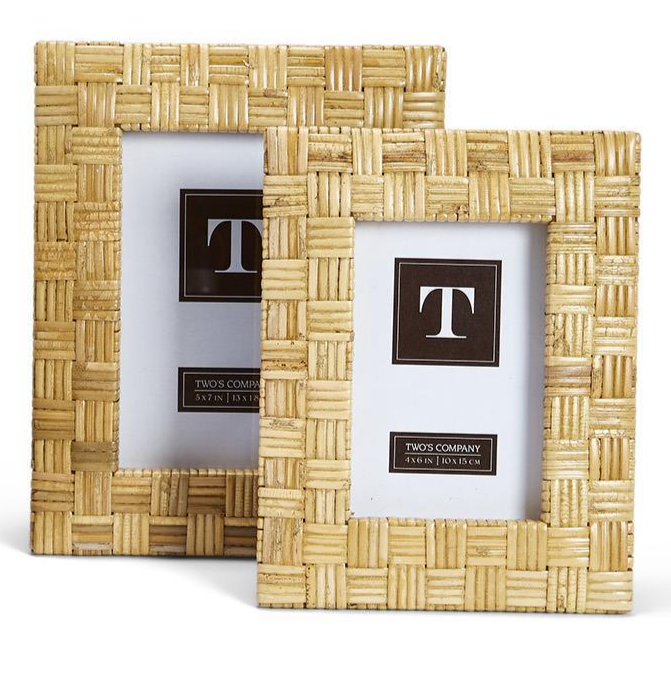 Cross Hatch Rattan Photo Frame - 2 sizes available