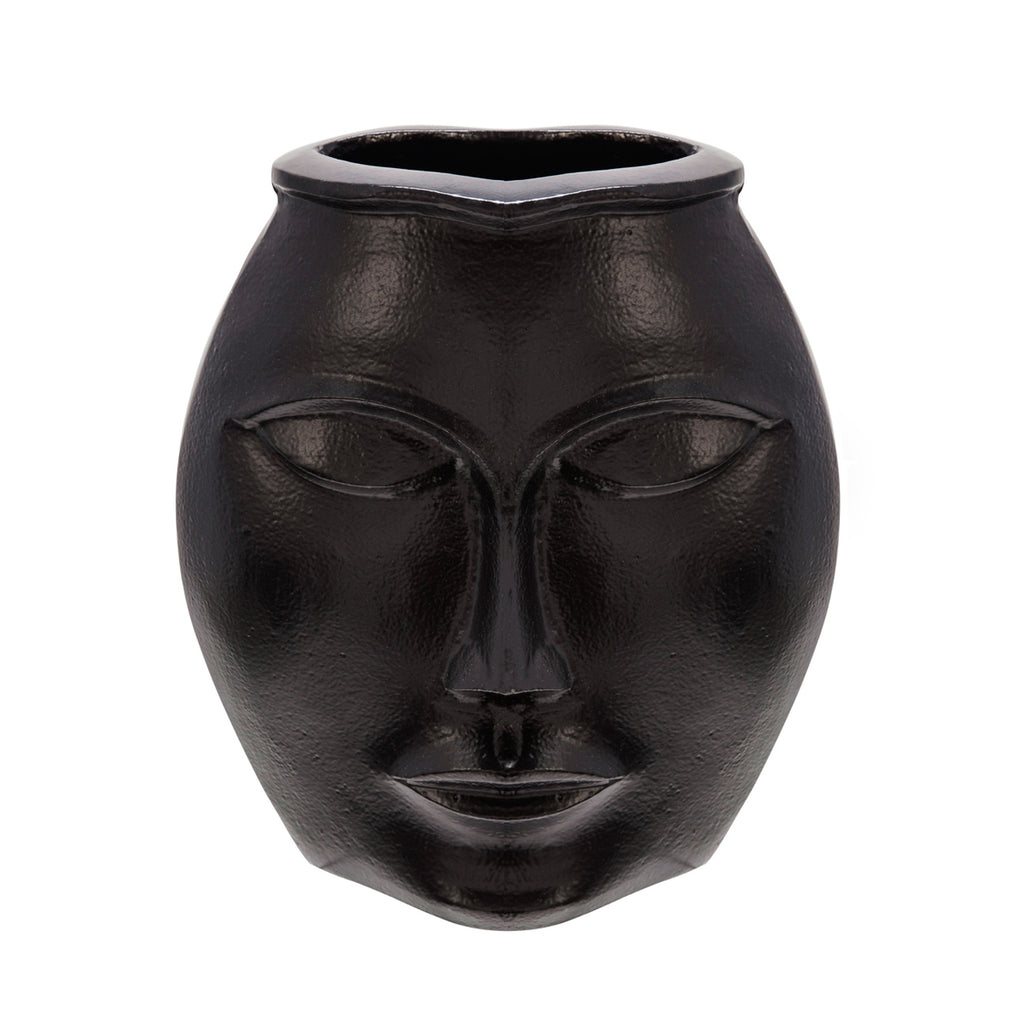Metal Decorative Face Vase