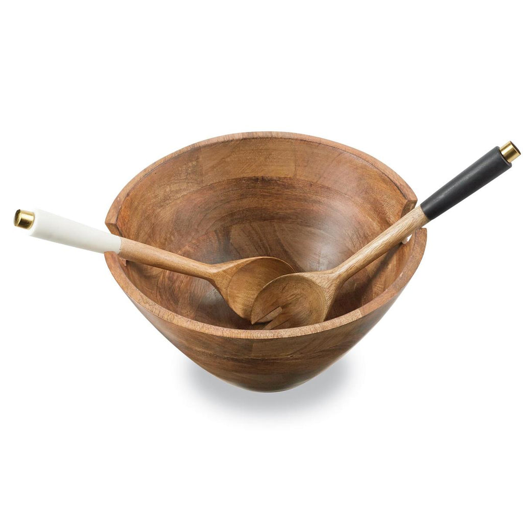 Wooden Serving Bowl & Utensil Set