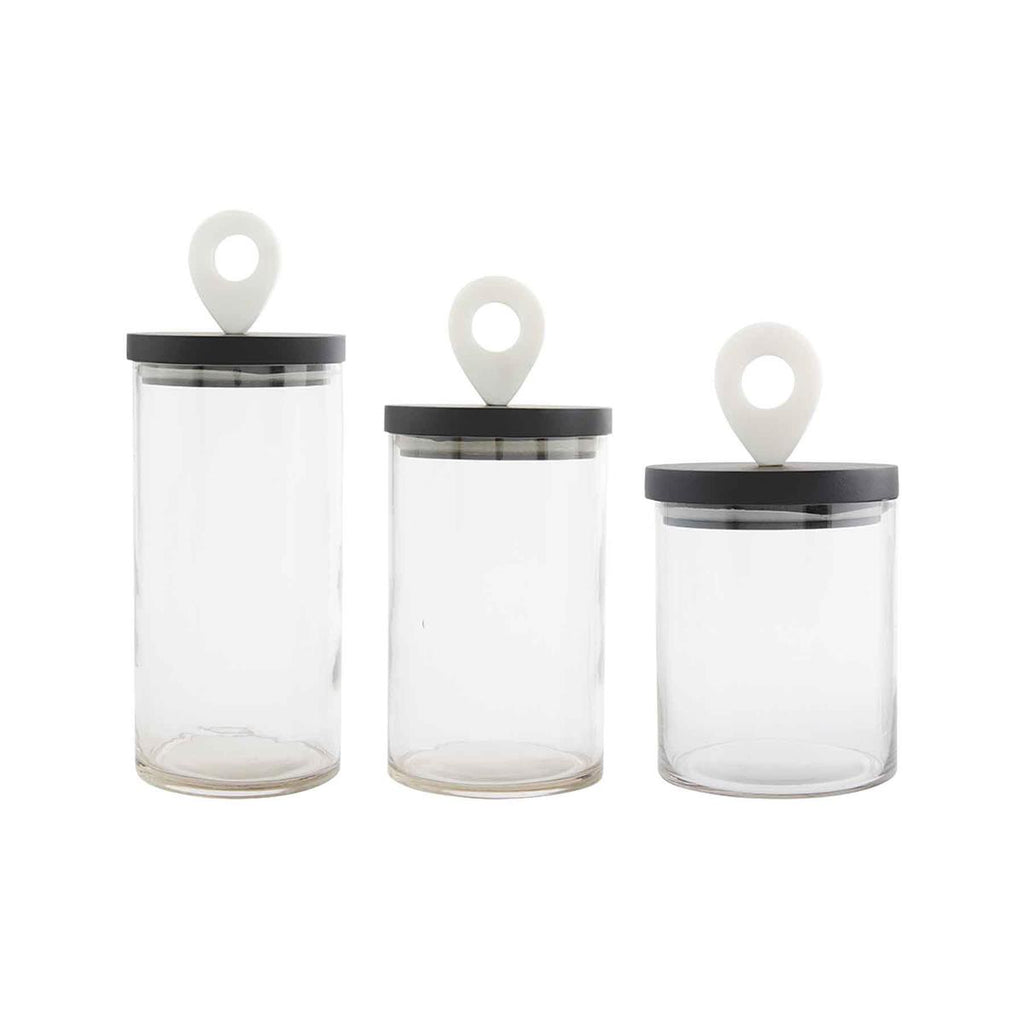 Black and White Glass Canister Set