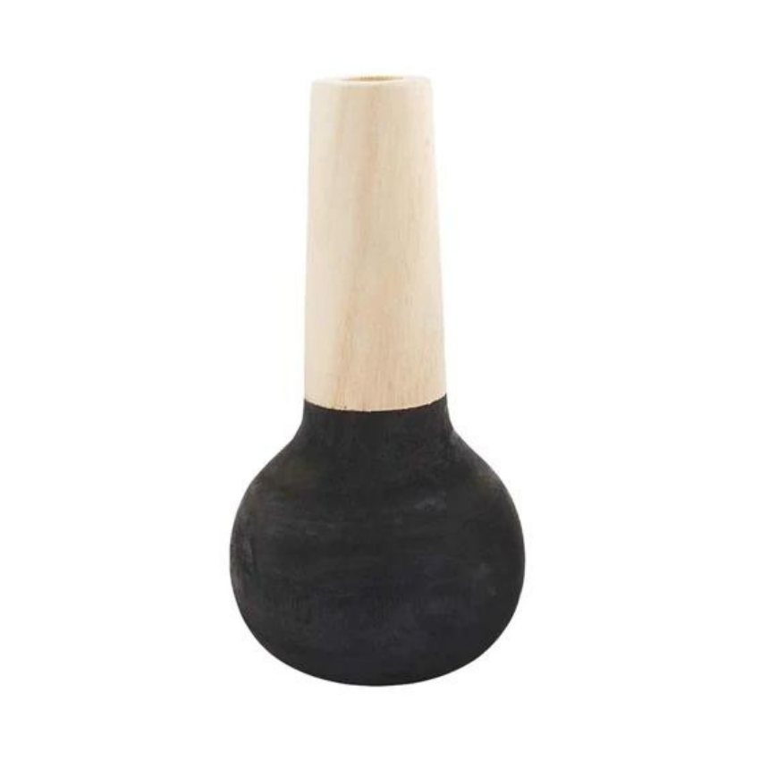 Skinny Neck Black Paulownia Vase