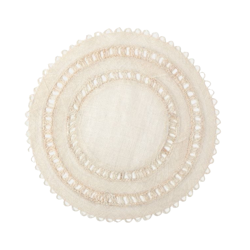 Carmine Bleached Round Placemat